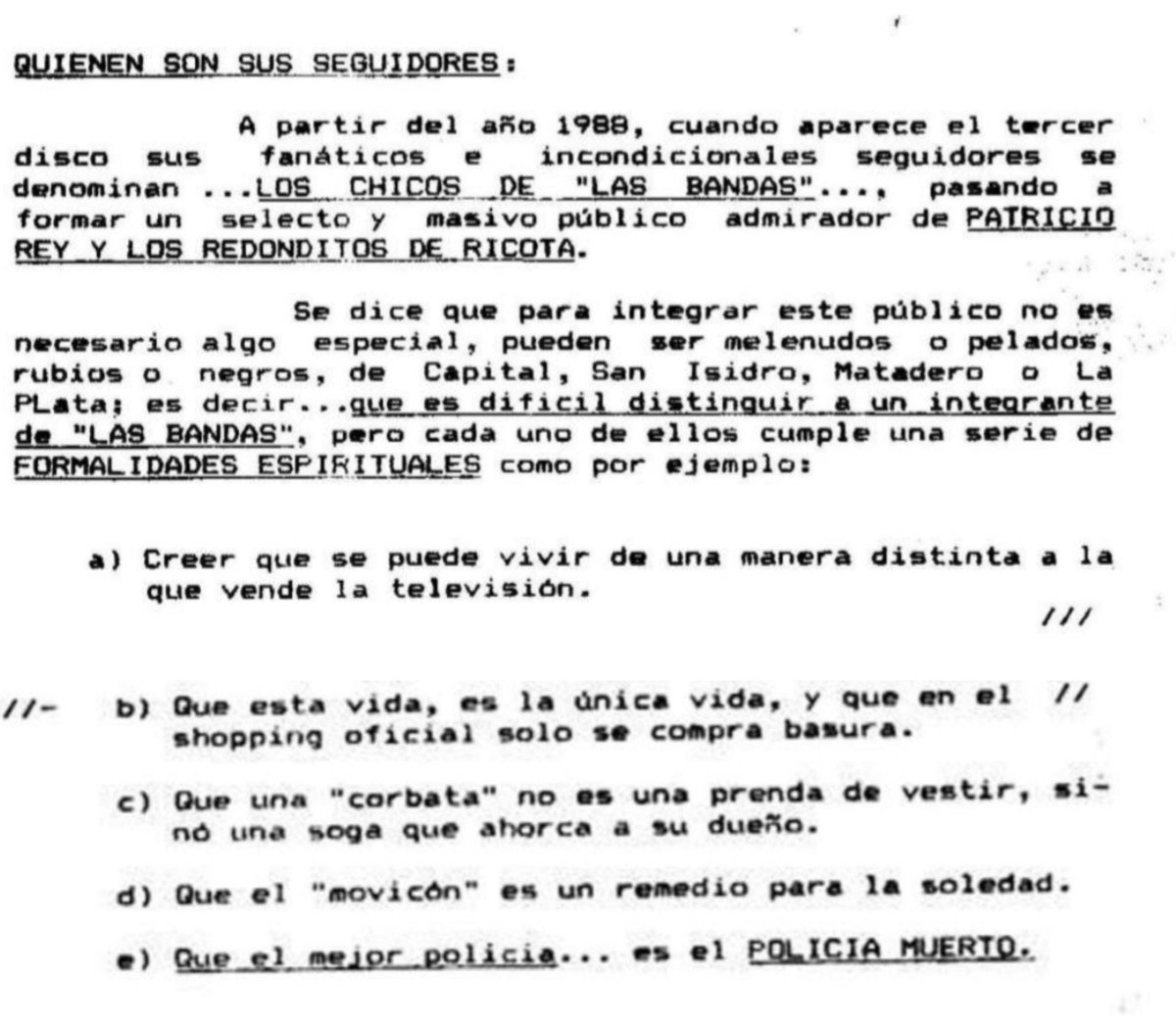 lautarogznz's tweet photo. Les traigo una joya: las formalidades espirituales de un ricotero, según un informe de la Dirección de Inteligencia de la Policía de la provincia de Buenos Aires en 1997. https://t.co/2cD8KKkaEY