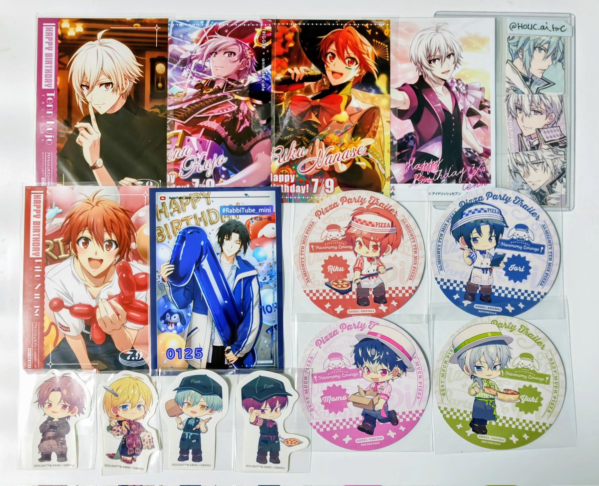 HOLIC_ai_hrC's tweet photo. 【交換|譲渡】アイナナ アニカフェ Pizza Party Trailer 記念日2024 過去弾

求)
コースター：環 壮五 楽 ＞大和 龍之介(友人分)
ステッカー：定価＋送料
バーブロ：2026三月1、環〜2
譲）一織 ナギ 陸 百 千 トウマ 悠 虎於

14日16:30前後
アニカフェ池袋2号店周辺手渡し可
他は固定ツリー下参照

↓ https://t.co/MRfMPm9Fxb
