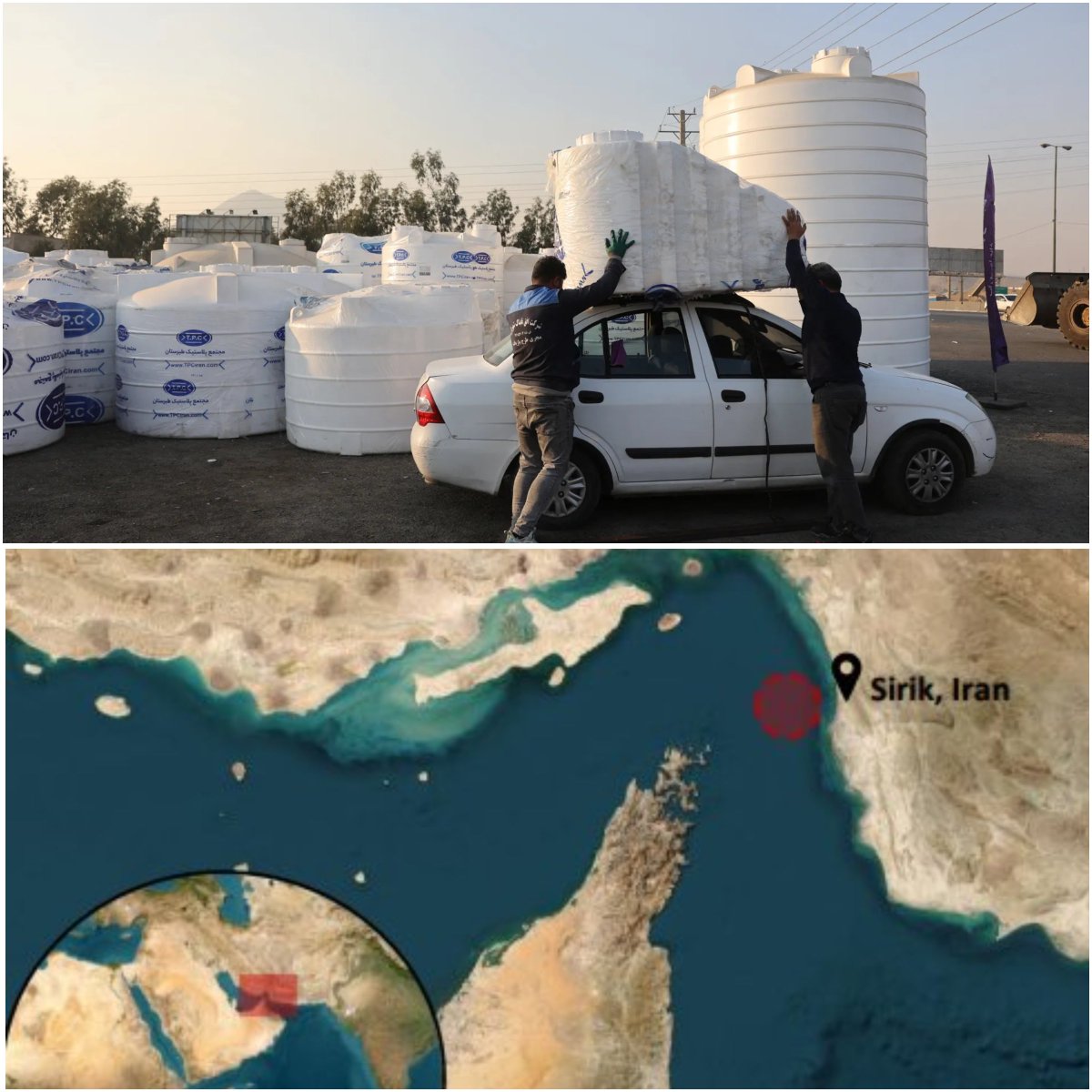 RyanRozbiani's tweet photo. 🇮🇷🇺🇸 U.S. Attacked Iranian Drinking Water Tanks

THIS IS A WAR CRIME

Iran's IRIB reporter in Sirik: Following tonight's attack by the American enemy on Sirik, 2 water tanks in the Bamani district were hit and the drinking water in this district has been CUT OFF. https://t.co/le2DJeh20z