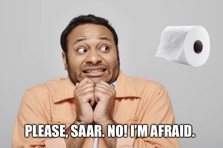 WeirdNuclear's tweet photo. @ChattyNate49521 @SydneyLWatson @SoNotBettyOK They have an irrational fear of toilet paper. They prefer to feel the shit squishing on their fingers and the splash of gutter water on their assholes and they’re proud to call that hygiene. https://t.co/F4K3sueL4w