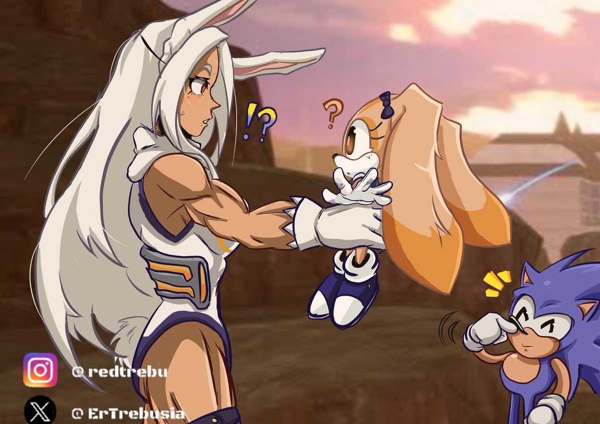 Jonh97381353's tweet photo. Mirko meets another little bunny 🐇🦔

#Mirko #Miruko #ミルコ #Sonic #BNHA #MHA #sonicthehedgehog #fanart https://t.co/soO653ISbP