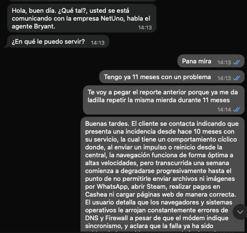 bencid's tweet photo. @NetUnoOficial ¿Eres un bot? Solo un bot puede decir semejante estupidez teniendo en frente las imagenes de mi chat con un agente de @NetUnoOficial en su chat oficial. Y bien mamaguebo el Brayan ese que me trancó el chat en la cara y me cortó la comunicación. https://t.co/jHQ0irNgdL