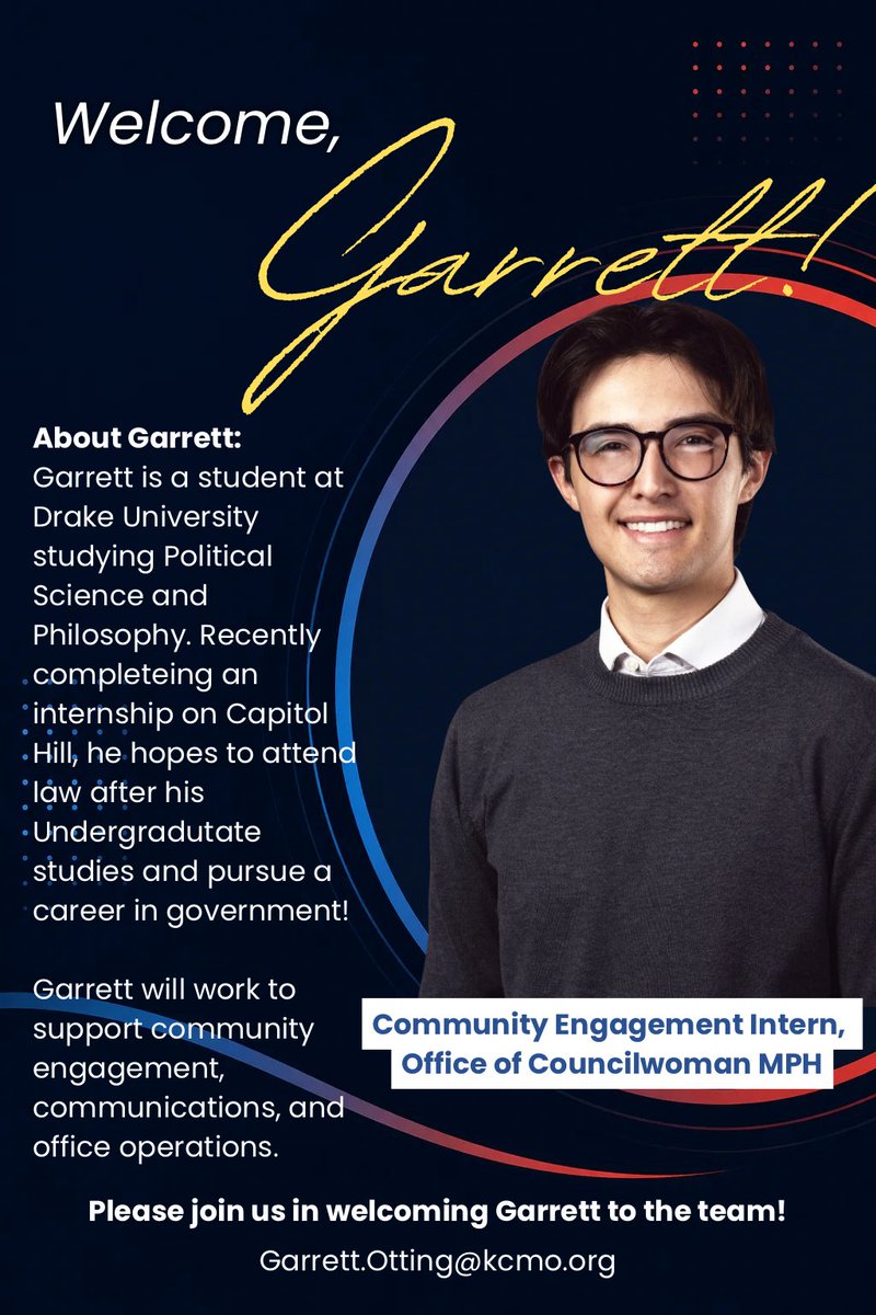 mph_kcmo's tweet photo. We’re excited to welcome Garrett to Team MPH! He has already hit the ground running on behalf of the 3rd District. https://t.co/PAixZK0zUx