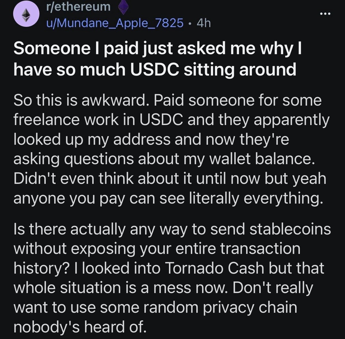 nyxmoney's tweet photo. Send USDC on Ethereum privately. Only you can see your balance and history on Nyx. https://t.co/dFTeRH68af