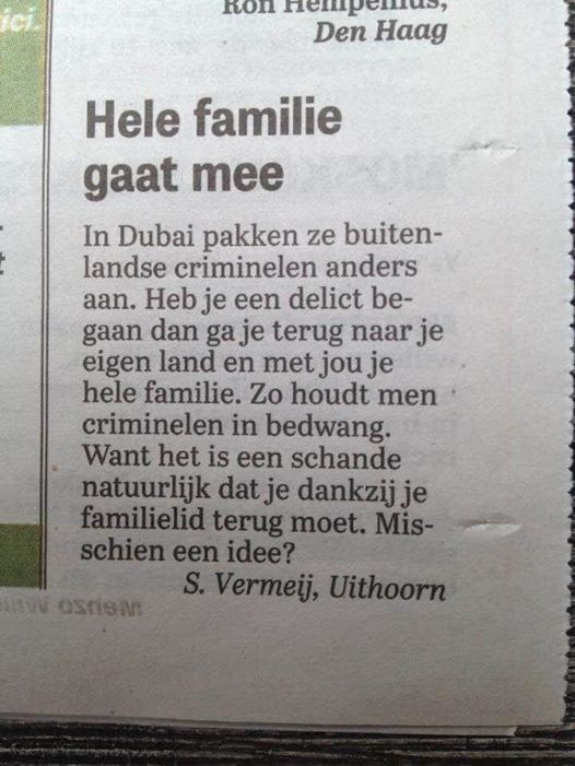 Bloemkleur's tweet photo. @rubenbrekelmans @MinisterAenM Een crimineel in de asielfamilie, dan heel die familie uitzetten! Dubai als voorbeeld. https://t.co/w80I28EkAf