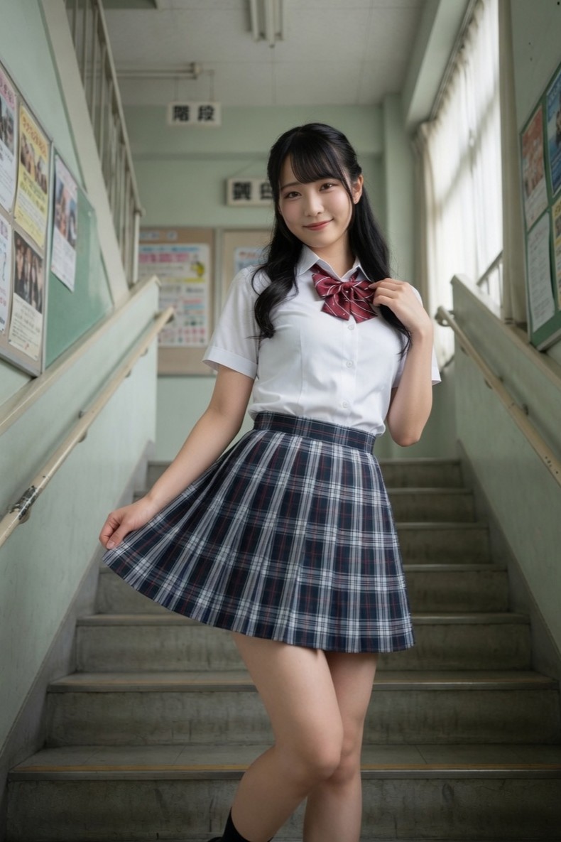 dicekAIpics's tweet photo. いつもの投稿は階段と女の子たちです✨
自分が高校生のときはなんとも思ってなかったんですが、結構際どいアングルになる場所ですよね。
……特に深い意味はないですよ😊 https://t.co/UjnKPFgV1M