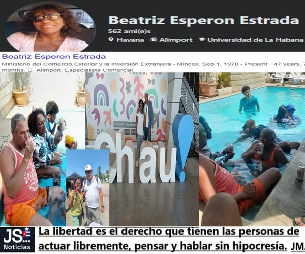 joankelincuba's tweet photo. Piscina propia y vacaciones en Uruguay.
Beatriz Esperón funcionaria del MINCEX y ALIMPORT.
El contraste entre los altos funcionarios cubanos y la población general refleja una marcada brecha socioeconómica en la isla. 
Esta es la Revolución del humilde y la Cuba igualitaria?? https://t.co/zCbHxAzEv8