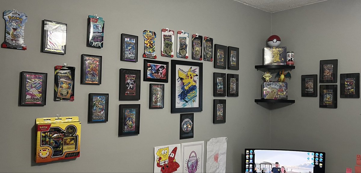 KeeganPalmateer's tweet photo. The sealed collection so far! Took some time but starting to look pretty good! I swear I can hear “rip me” when I walk into the room.  😂 #pokemonaddiction https://t.co/c6oyBKdklm