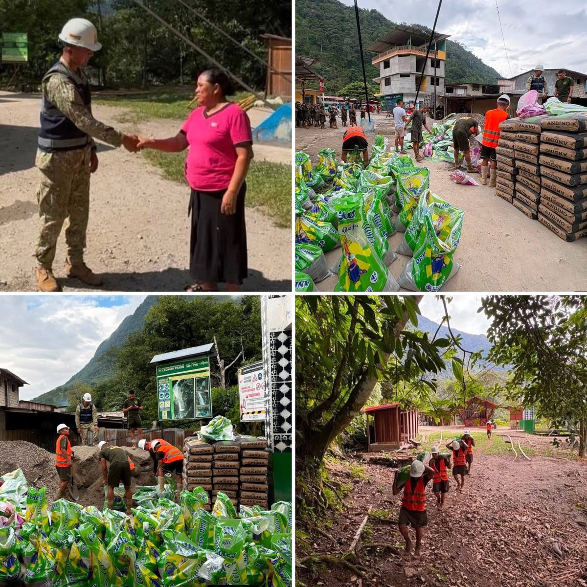 MindefPeru's tweet photo. Cuando trabajamos juntos, construimos bienestar💪

En el centro poblado de Santa Lucía, distrito de Las Palmas (Huánuco), soldados del @EjercitoPeru apoyaron en el traslado de materiales de construcción para la implementación de un comedor popular en una zona de difícil acceso. https://t.co/tGbEnqCGym