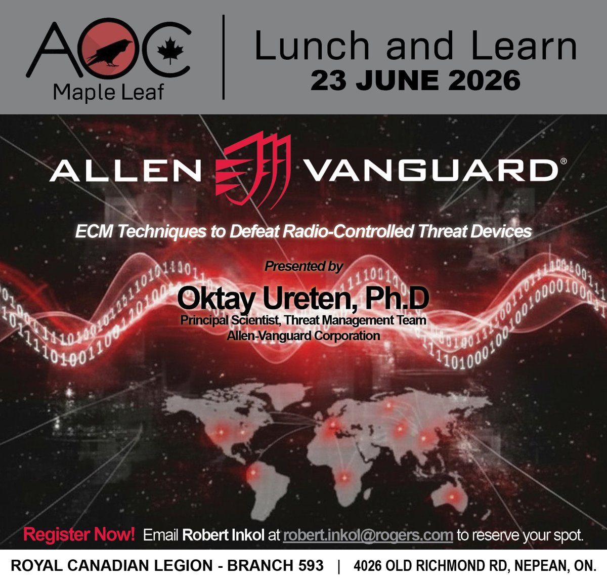 AllenVanguard's tweet photo. Join Us for the Maple Leaf Chapter Lunch &amp; Learn!

23 June from 11:00 AM - 2:00 PM

Register Now! Email Robert Inkol at robert.inkol@rogers.com to reserve your spot.

Don’t miss this opportunity to enhance your expertise &amp; network with peers. We look forward to seeing you there! https://t.co/tQIWhgu8rg
