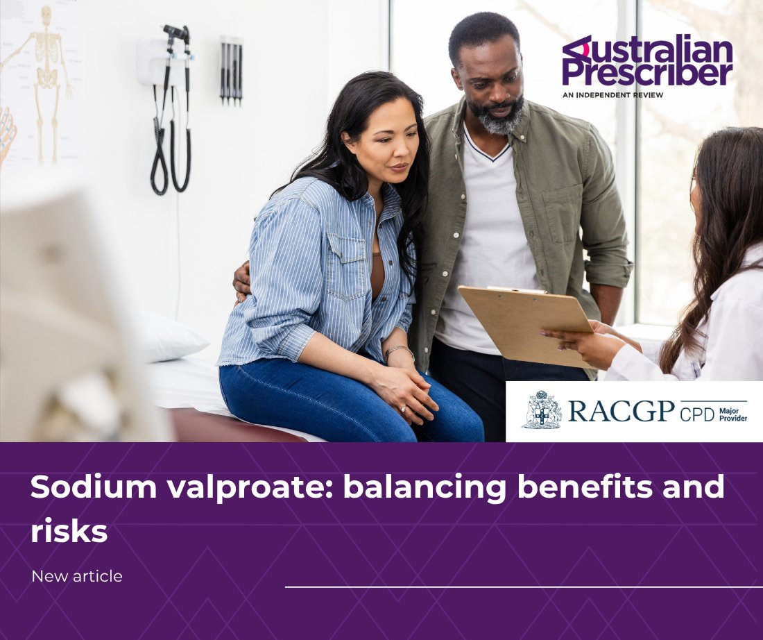 AustPrescriber's tweet photo. 📈 Recently, concerns have been raised about the potential risk of #neurodevelopmental disorders in children of males taking #valproate. This article the discusses the benefits and risks of valproate in males and females. Tap to learn more: https://t.co/9ZN60iQk4c https://t.co/pt4kHkcAwv