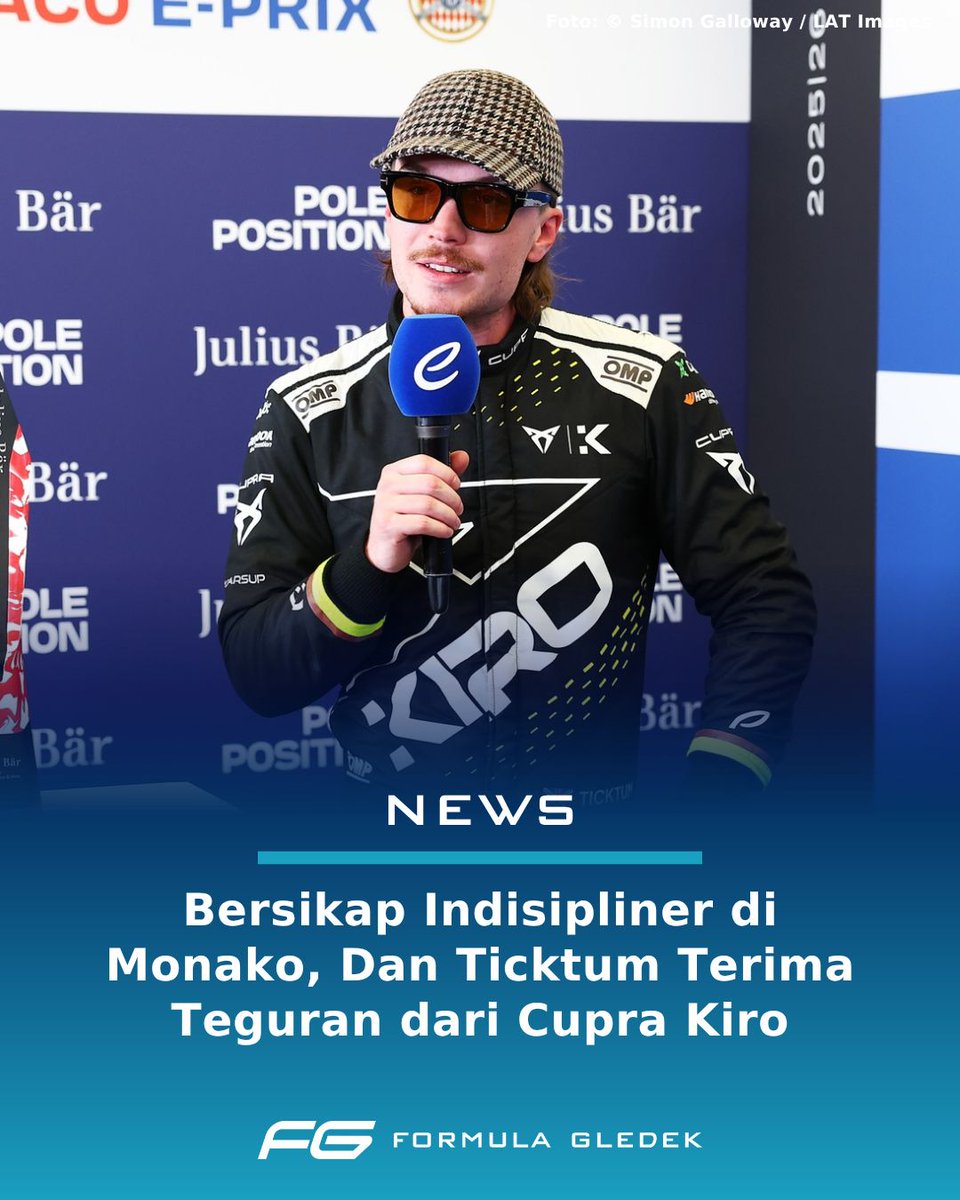 FormulaGledek's tweet photo. Dan Ticktum menerima teguran keras dari timnya Cupra Kiro karena sikap indisipliner saat E-Prix Monako bulan lalu. Setelah insiden crash dengan Antonio Felix da Costa di Race 1, Ticktum langsung meninggalkan sirkuit.

#FormulaE #ABBFormulaE https://t.co/9W7s9JBvpz