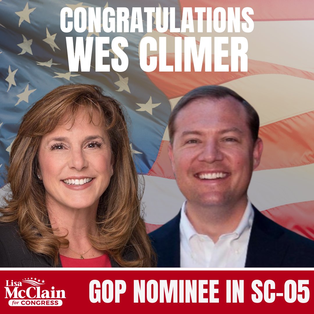 LisaForCongress's tweet photo. Congratulations, Wes Climer! #SC05 🇺🇸 https://t.co/VXBfvDinNK