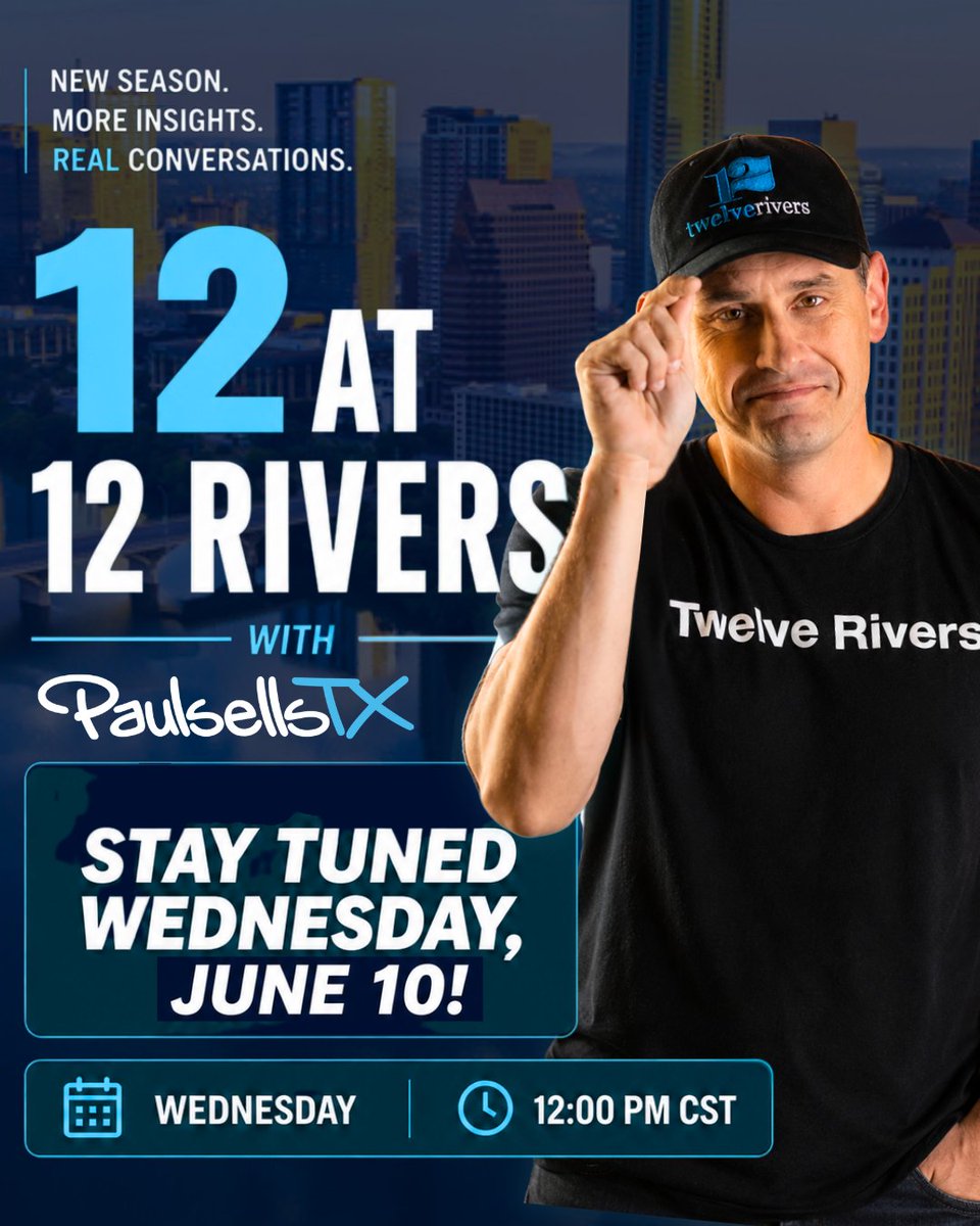 Boughttheblock's tweet photo. Join me on Wednesday at 12:00 PM CST for the straight talk on Texas real estate you've come to count on.

#12at12Rivers #TwelveRivers #PaulsellsTX #TexasRealEstate #TXRealEstate https://t.co/9dZ8tYVVXg