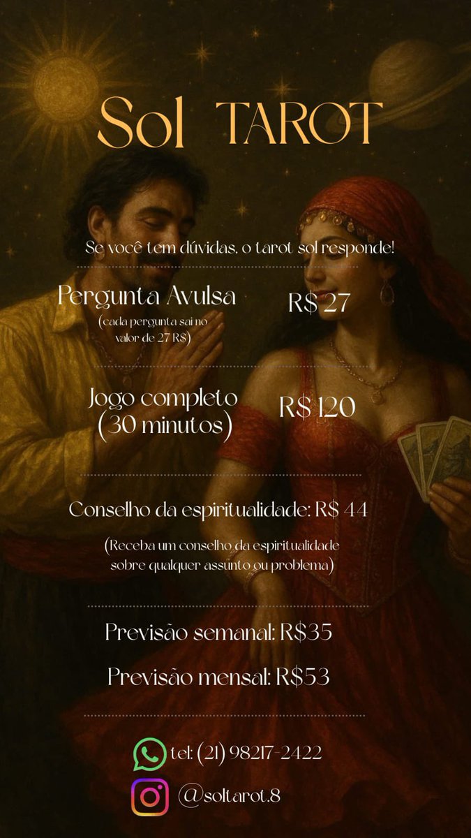 Thebeismine's tweet photo. MESA ABERTA!! 🌞
Consultas no baralho cigano ou no baralho de Pg da estrada! Agende sua consulta, venha tirar suas dúvidas e ver o que o futuro tem reservado a você.

https://t.co/p7EwDe0Viq

🏷️: tarot mesa aberta padilha axé cartomante oraculista tiragens previsão cartas https://t.co/YnALZaicWm
