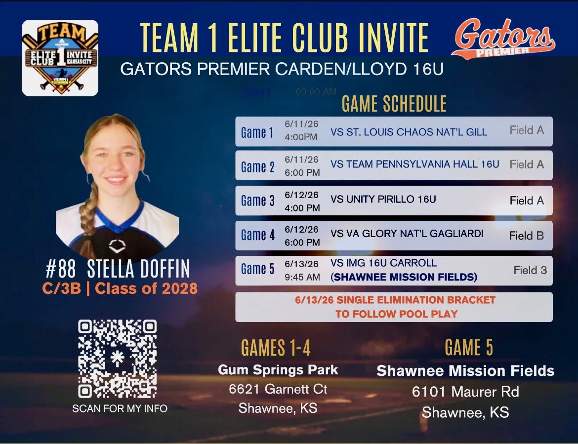 SDoffin88's tweet photo. ✝️This Weekends Schedule! Come watch us compete in Kansas! @GatorsPremier09 https://t.co/tefiOAOvDM