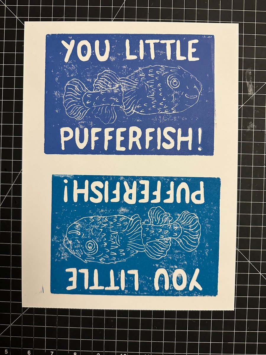 Laurel_Alyson's tweet photo. You little pufferfish! 🐡

#Siuaraine #Siuanraine #WheelOfTime #WheelOfTimeFanart #LinoCutPrint #BlockPrinting https://t.co/kc8xlqTB5K