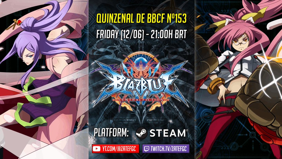 Zatefgc's tweet photo. Quinzenal de BBCF Nº153, inscrições abertas!

Sexta (12/06) às 21h: https://t.co/x1CSpg1OwS
Discord: https://t.co/Sn5gF6E9Pb
📺 Zatefgc - na Twitch e no YT!

Depois de meses sem, os quinzas de bleis estão de volta... e no challonge 👽
Abierto a toda Sudamerica! https://t.co/SA3ePOtjBo