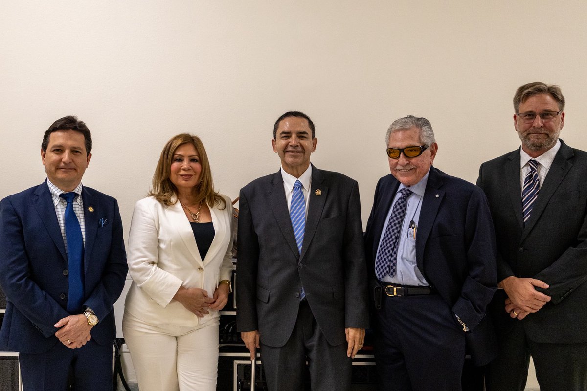 RepCuellar's tweet photo. I met with Sam Vale, President of Starr-Camargo Bridge Company, Bob Vale, Vice President of Trade Development, and Rose Benavidez, President of the Starr County Industrial Foundation, to discuss transportation and trade priorities in South Texas.

Our conversation focused on the Rio Grande City Land Port of Entry, the Starr-Camargo Bridge expansion, and Border Pacific Railroad’s efforts to rehabilitate rail infrastructure in the Rio Grande Valley. These projects are important to keeping goods moving across our region and supporting the trade activity that drives #TX28's economy.

As one of the nation's busiest trade corridors, South Texas depends on strong transportation infrastructure. Investments in our bridges, ports of entry, and rail systems help strengthen supply chains, support jobs, and keep commerce moving efficiently.

Thank you to Sam, Bob, and Rose for the update and for their continued work on these projects.