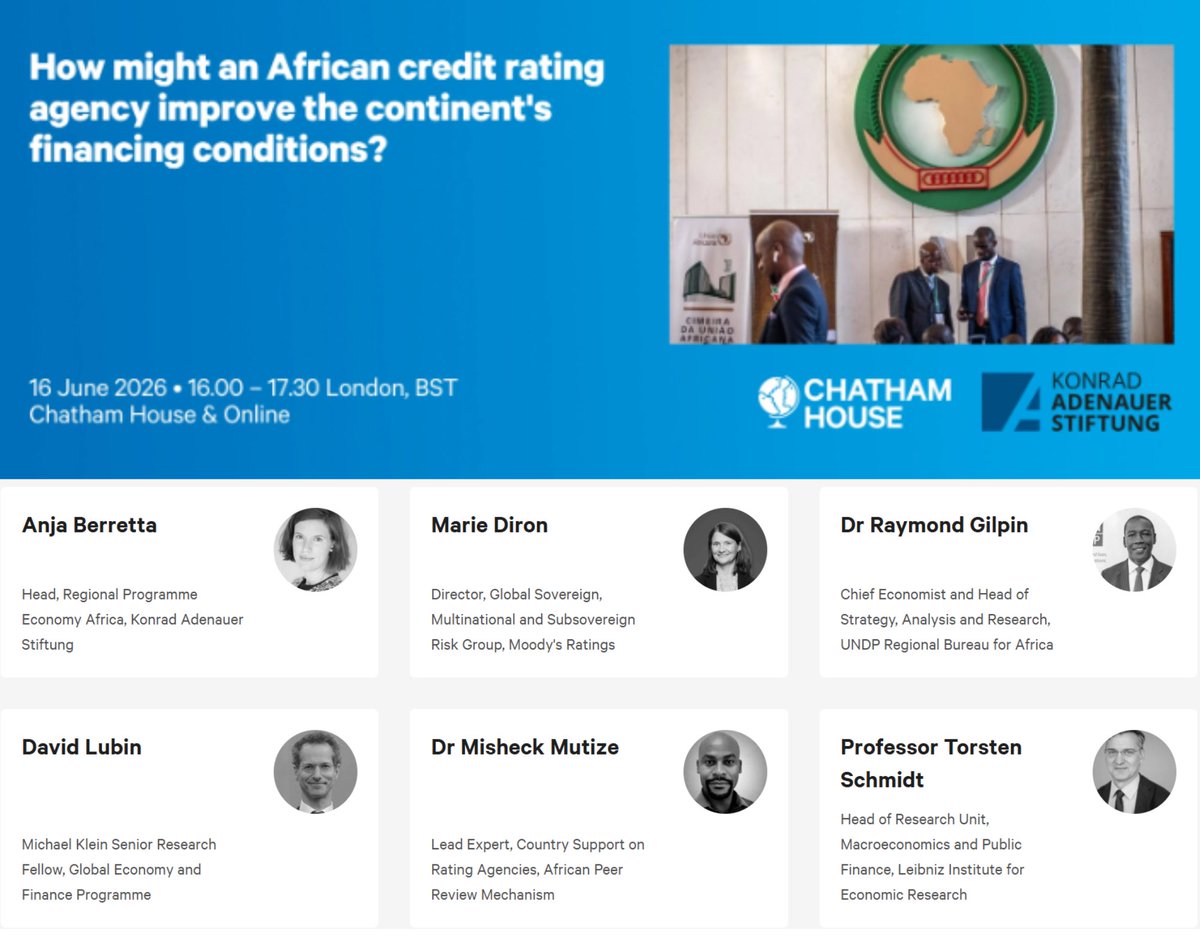 UNDPAfrica's tweet photo. 📢 The @_AfricanUnion is getting ready to launch the Africa Credit Rating Agency #AfCRA.
Join @UNDPAfrica Chief Economist @raymondgilpin as he shares insights from the Africa Credit Ratings Initiative #ACRI

📅 16 June
🕓 3pm-4.30pm UTC
➡️ Register: https://t.co/XkZ2aQN8yR https://t.co/2gT486Itl7