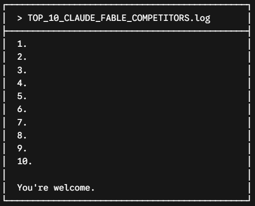 Jolextom's tweet photo. Top 10 free AI tools better than Claude Fable 5 right now. https://t.co/Z03A6mgtPk