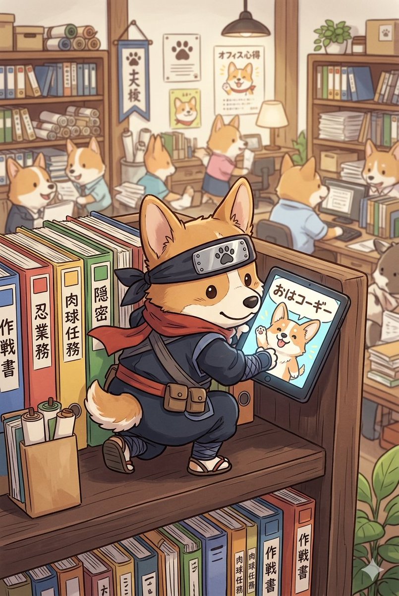 朝9時までに売れなければ300円早押し対決❗️　「こんにちは！君だけのコーギー」 AIArt #MorningCoggy おはコーギー❗ お出掛け先からこっそり忍んで