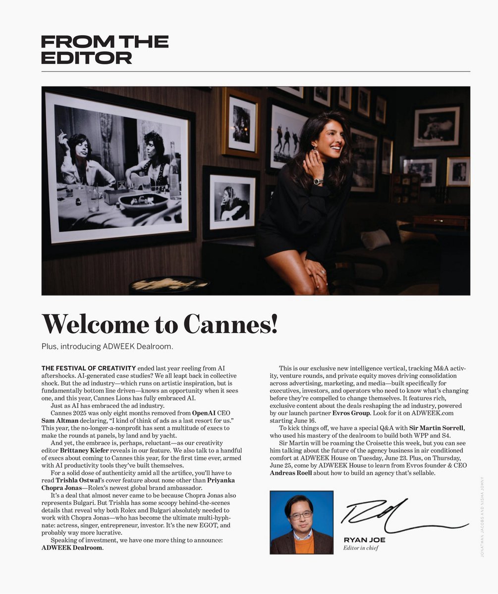 TKsevgilim's tweet photo. PRIYANKA CHOPRA - ADWEEK MAGAZINE JUNE 2026 

FULL SCANS: https://t.co/KL52IKVxiC https://t.co/qF97J8R9H1