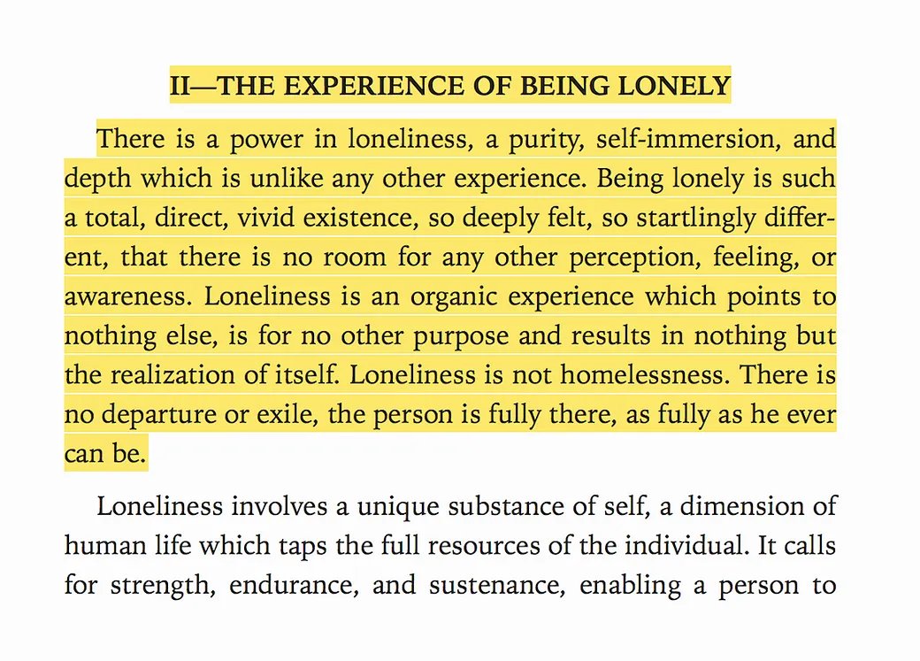 Samantharhill's tweet photo. “Loneliness is not homelessness. There is no departure or exile, the person is fully there, as fully as he ever can be.”

Clark E. Moustakas https://t.co/42SNjybqmE