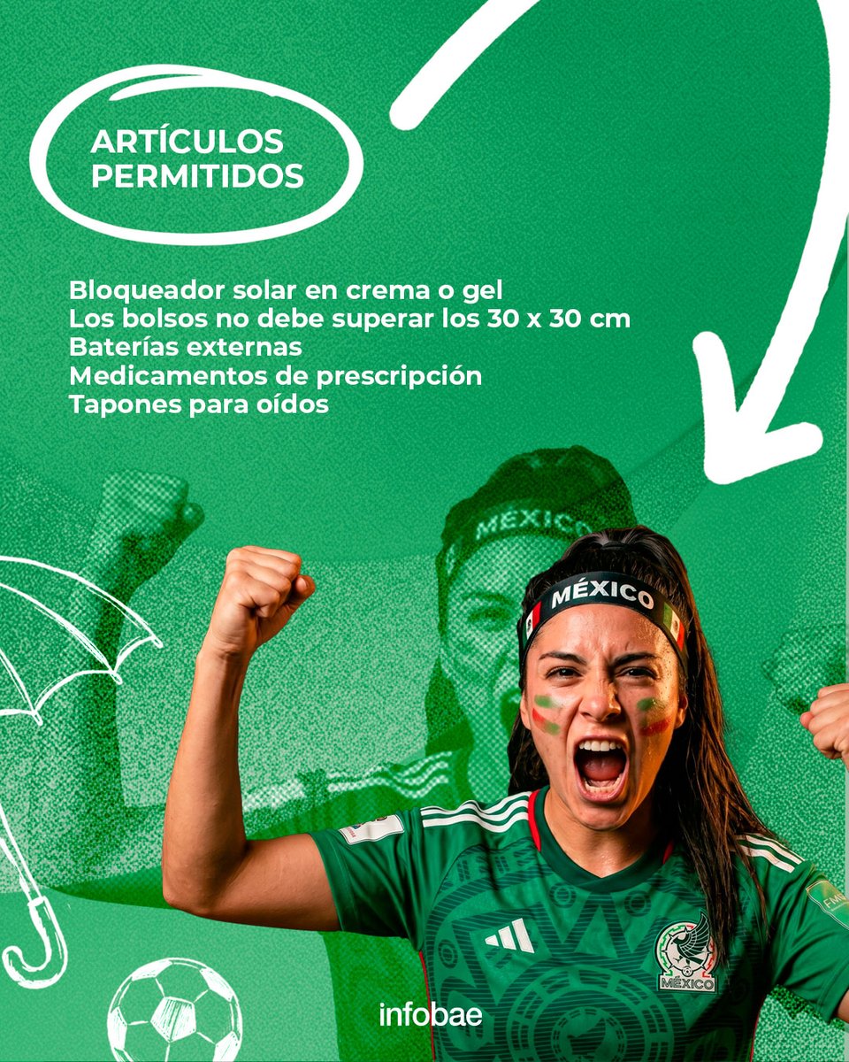 infobaemexico's tweet photo. ¿Qué sí y qué no puedes llevar a los #FansFest de la CDMX para ver los partidos del #Mundial2026?  ⚽🏆 https://t.co/pYAnatqx28 https://t.co/sGpYsN2KMy