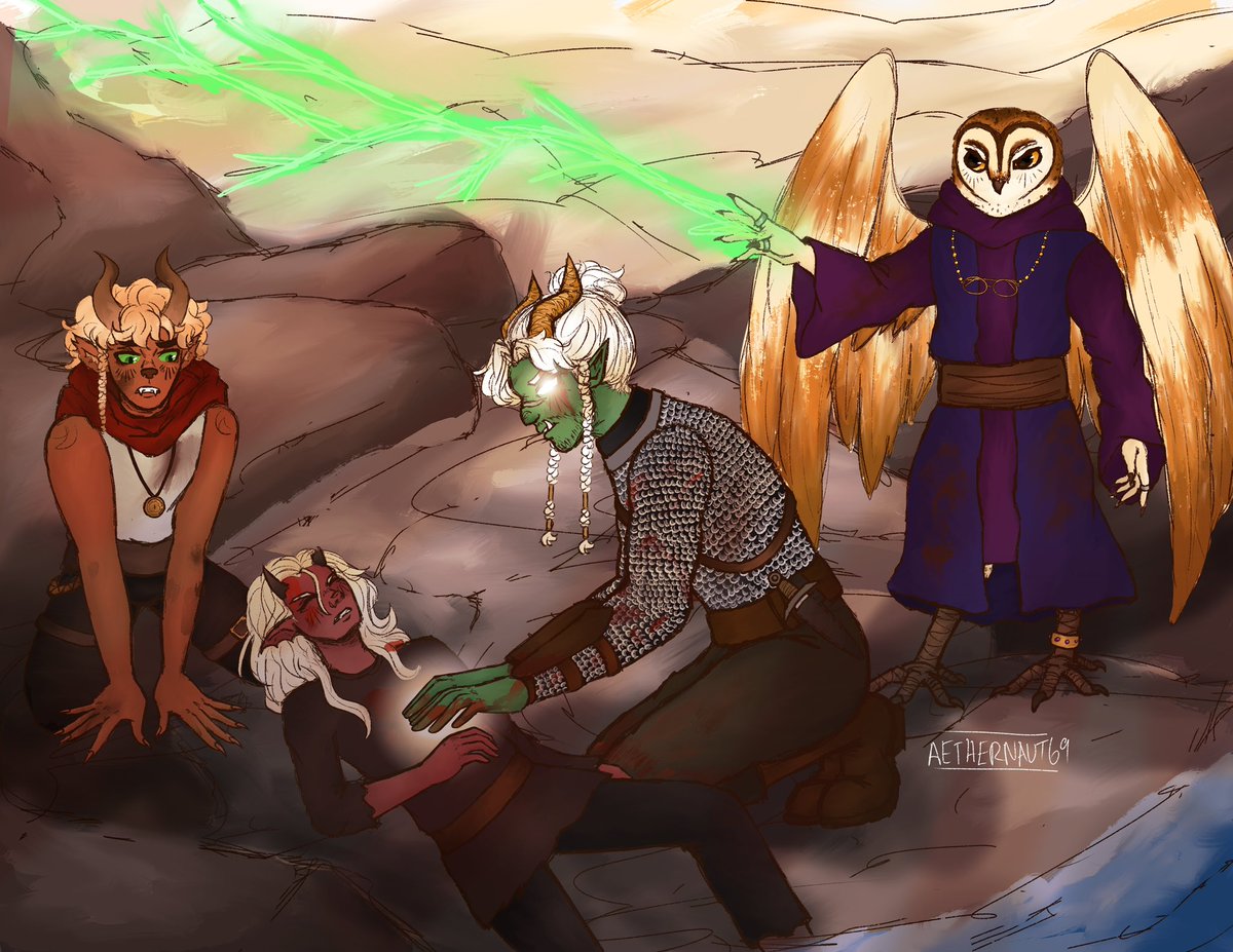 aethernaut69's tweet photo. haven't done fanart in a min bc i've been working on this piece for one of my dnd campaigns that just finished!! i'm really proud of it #dnd #oc https://t.co/f4G0emCVqc