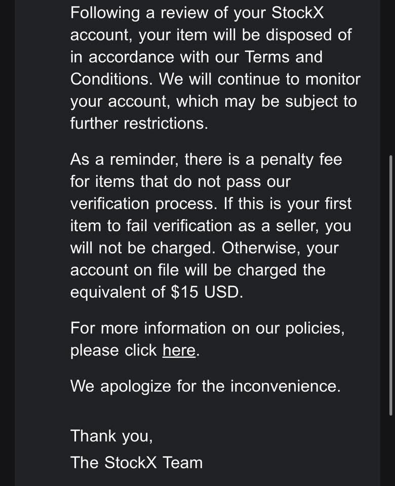 DeeFootwork's tweet photo. So Stockx is deciding to keep people’s items when they fail authentication now⁉️🤔 (not my picture, found on FB) https://t.co/ddpEXQAxLP