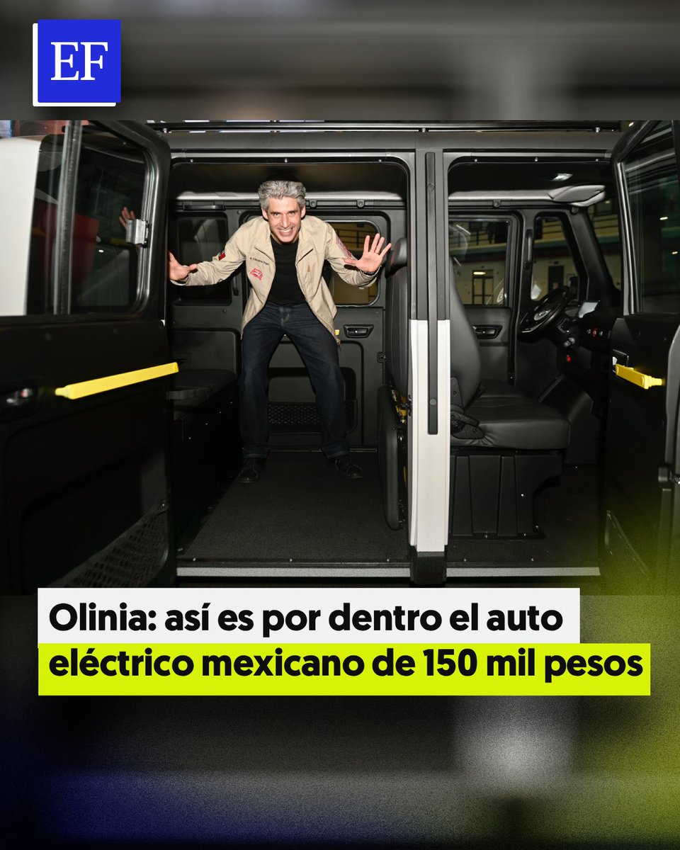 ElFinanciero_Mx's tweet photo. 🇲🇽 Olinia, el primer vehículo eléctrico desarrollado en México, llegará en 2027 con un precio inicial de 150 mil pesos. Tendrá capacidad para seis pasajeros, autonomía superior a 125 kilómetros y compatibilidad con cargadores Tesla, buscando impulsar una movilidad más accesible y sostenible. 🔋🚙
https://t.co/le28XbAmDE