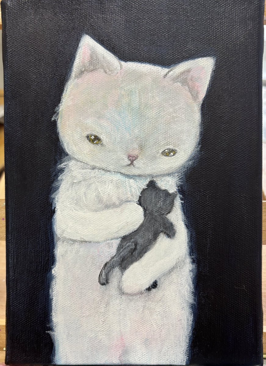 aomaneco's tweet photo. 白猫さんと黒猫ちゃん、描きました♡
#猫イラスト　#猫 https://t.co/a300DQINiO