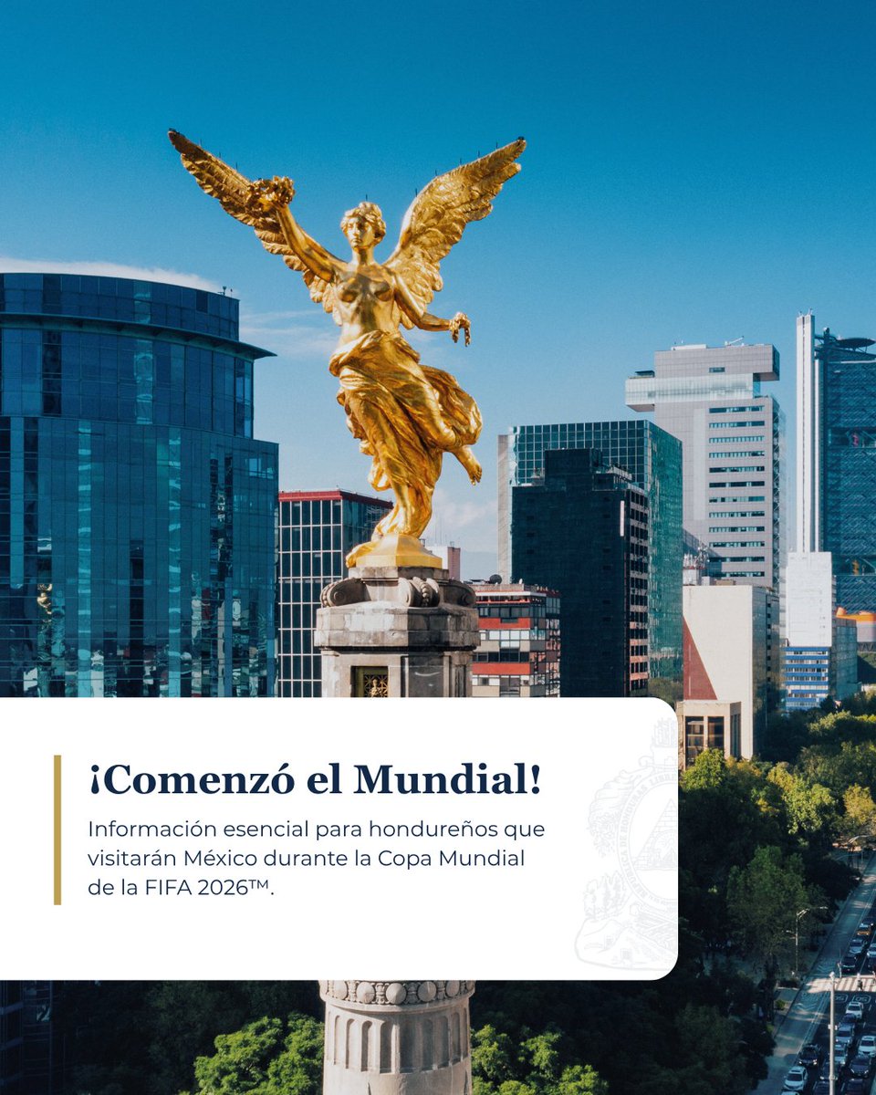 EMBAJADAHNDMEX's tweet photo. 🇭🇳🇲🇽 ¿Viajará a México durante la Copa Mundial de la FIFA 2026™?

Consulte nuestra Guía para Hondureños que viajan a México, con información sobre requisitos migratorios, asistencia consular, contactos de emergencia y mucho más.

📖 https://t.co/8CEYLQfIcZ https://t.co/eyD5z08ghy