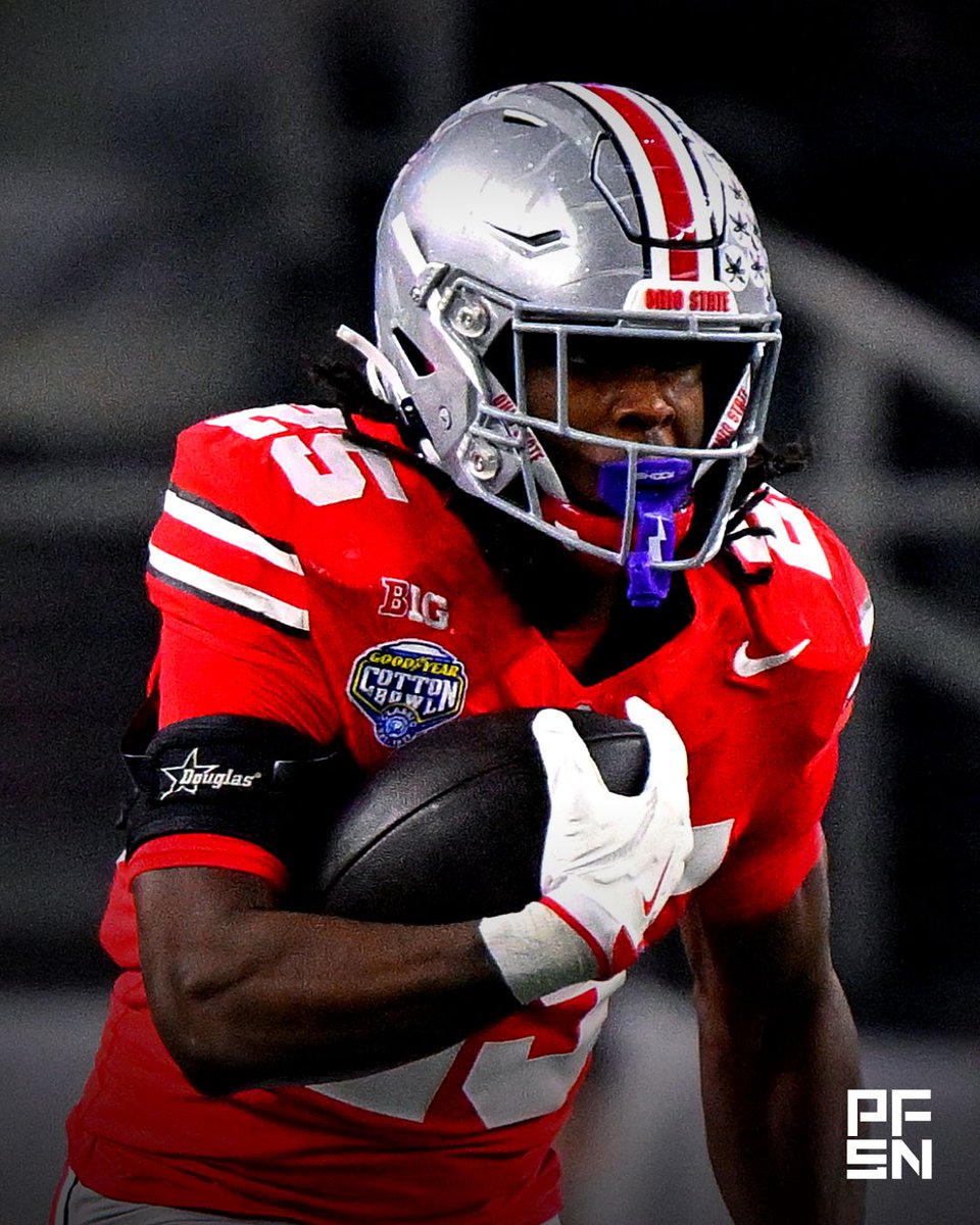 PFSNcollege's tweet photo. Bo Jackson is a multi-phase WEAPON for Ohio State 🔥

Returning college football running backs with a 90%+ catch rate on 20+ targets in the 2025 season:

😤 Bo Jackson, Ohio State (95.0%)
😤 Kenyon Clay, Arkansas State (92.5%)
😤 Hollywood Smothers, Texas (92.5%)
😤 LJ Martin, BYU (92.3%)
😤 Caleb Hawkins, Oklahoma State (91.4%)