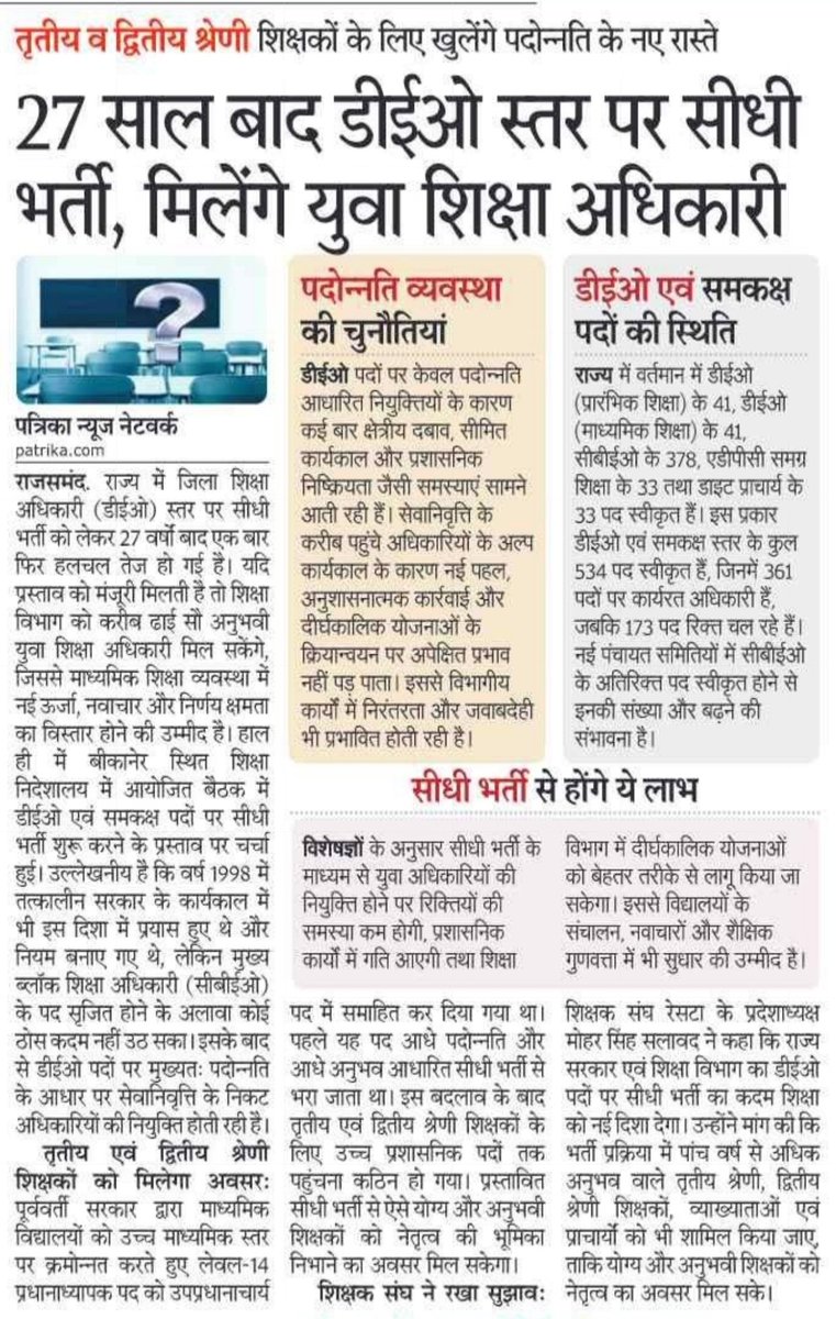 me_moharsingh's tweet photo. 27 साल बाद डीईओ स्तर पर सीधी भर्ती, मिलेंगे युवा शिक्षा अधिकारी,शिक्षक संघ @RESTARajasthan की राज्य के शिक्षा मंत्री @madandilawar जी से निवेदन है कि आपने ही शिक्षकों के लिए डीईओ पदों पर सीधी भर्ती की उम्मीद जगाई है इसलिए जल्द ही इसकी प्रक्रिया शुरू करवाई जाएं। @rajeduofficial https://t.co/46NoSbyNqF