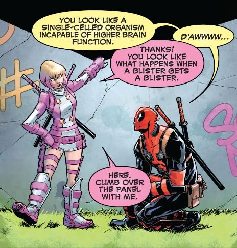 NitroSpidey's tweet photo. Deadpool and Gwenpool are such an underutilised duo ngl.

I have no faith that Marvel as they are now would manage to make a good comic about the duo, but it’s something I want to see something done with someday, maybe I’ll write it myself. https://t.co/ytXPqThOay