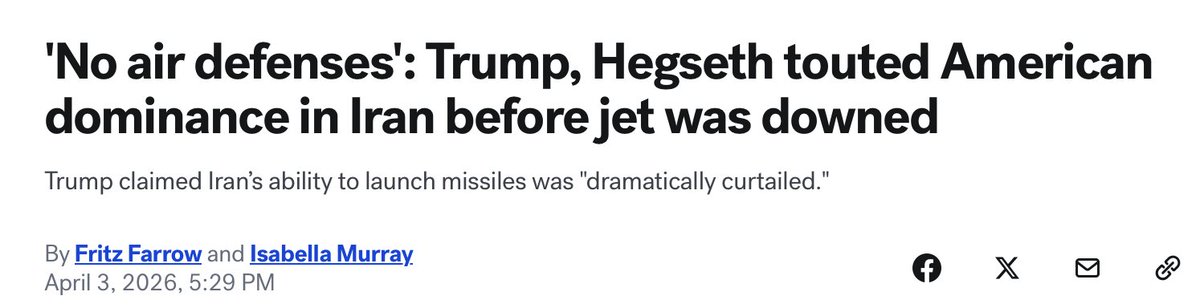 scarylawyerguy's tweet photo. Any self-respecting official would have resigned in disgrace when they lied about the destruction of Iran's air defenses but since nothing matters anymore and no one has a memory of more than one news cycle, thought I'd remind everyone of this gem from 2 months ago https://t.co/XrY04GyW4E