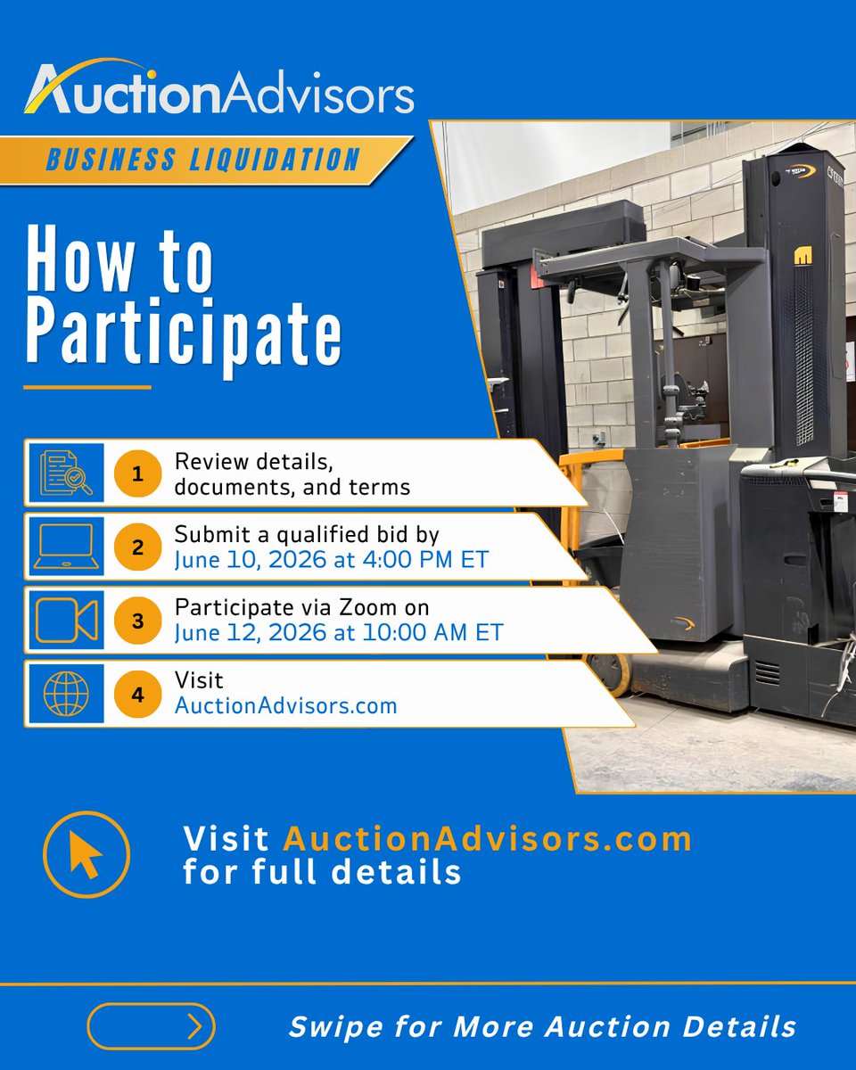 AuctionAdvisors's tweet photo. UCC Foreclosure Auction – Assets of Cabinet Company  Auction via Zoom: June 12, 2026 | 10:00 AM ET Qualified Bids Due: June 10 | 4:00 PM ET
https://t.co/Vghwp6QaAm 
#UCCForeclosure #AuctionAdvisors #BusinessLiquidation https://t.co/NcWxOCNAcv