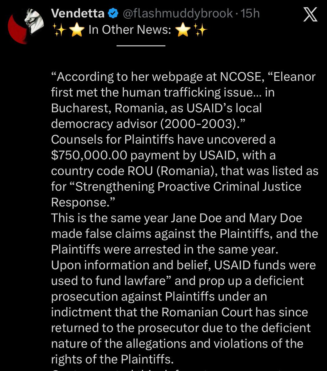 vendunning's tweet photo. ✨⭐️ In Other News, you're a gullible stooge.

The Strengthening Proactive Criminal Justice Response initiative was agreed upon in 2019. So no, the timeline does not coincide with the year Jane and Mary Doe visited Romania. https://t.co/P1IOMLydMh