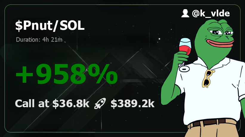 k_vlde's tweet photo. ⚠️🌪️🚨 Peanut the Squirrel | $Pnut - breaking the sound barrier on Solana!

#Pnut 10.6x  💹 $36.8k  🌓  $389.2k and a moonwalk, no gravity needed! 🌕✨

🤑 Pump at: https://t.co/ugwPcGqdZS

#SolanaNFTs #Solana #AlphaAlert https://t.co/PH6lHinUoU
