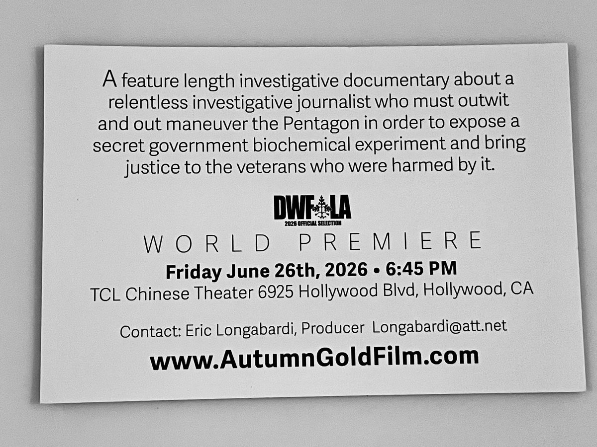 TeleMediaNews's tweet photo. @AutumnGoldFilm @danceswithfilms @MVaward This film will shock you —come see its premiere in LA  — and find out why over 5K+ US servicemen were used as human guinea pigs without their consent and medically harmed by it and left to die off in secret. #DancesWithFilms #WorldPremiere #AutumnGold #FeatureDoc #ProjectSHAD https://t.co/QykgXBIHTE