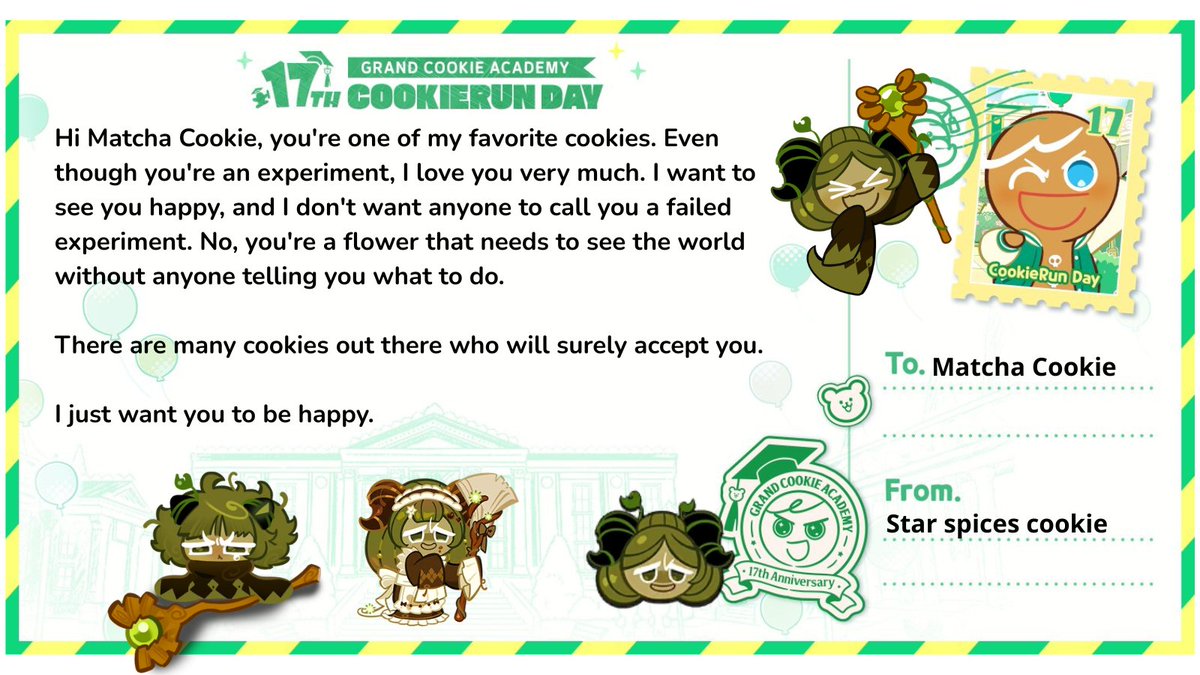sombiax's tweet photo. @CookieRun This is my first letter  
💚☺️
#CookieEun17th_CookieLetter https://t.co/I2F4GMKpKZ
