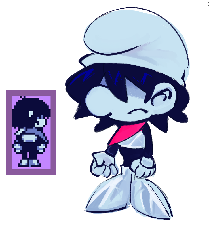 aunnoki's tweet photo. only on this show because they werent blue enough for the sblurfs... who took your blue away little kris #deltarune https://t.co/PlYmXlpYN2