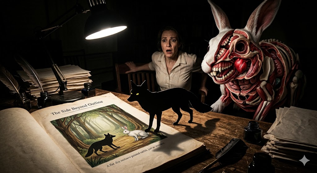 SeaQueenblog's tweet photo. I just published "The Side Beyond Outlin.
At first, I thought the shadow fallen on the manuscript paper was a mere ink stain.
https://t.co/MBHf9zRofV 
#DarkLoreDigest #Horror #DarkFantasy #SpeculativeFiction #Surrealism https://t.co/ln0ZA1X2sB