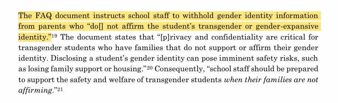 America1stLegal's tweet photo. Loudoun County Public Schools tells staff to “withhold gender identity information” from parents who don’t “affirm the student’s transgender or gender-expansive identity.”

LCPS hides LIFE-ALTERING information about children from parents who don’t affirm radical gender ideology. https://t.co/L4wyCZoTBZ