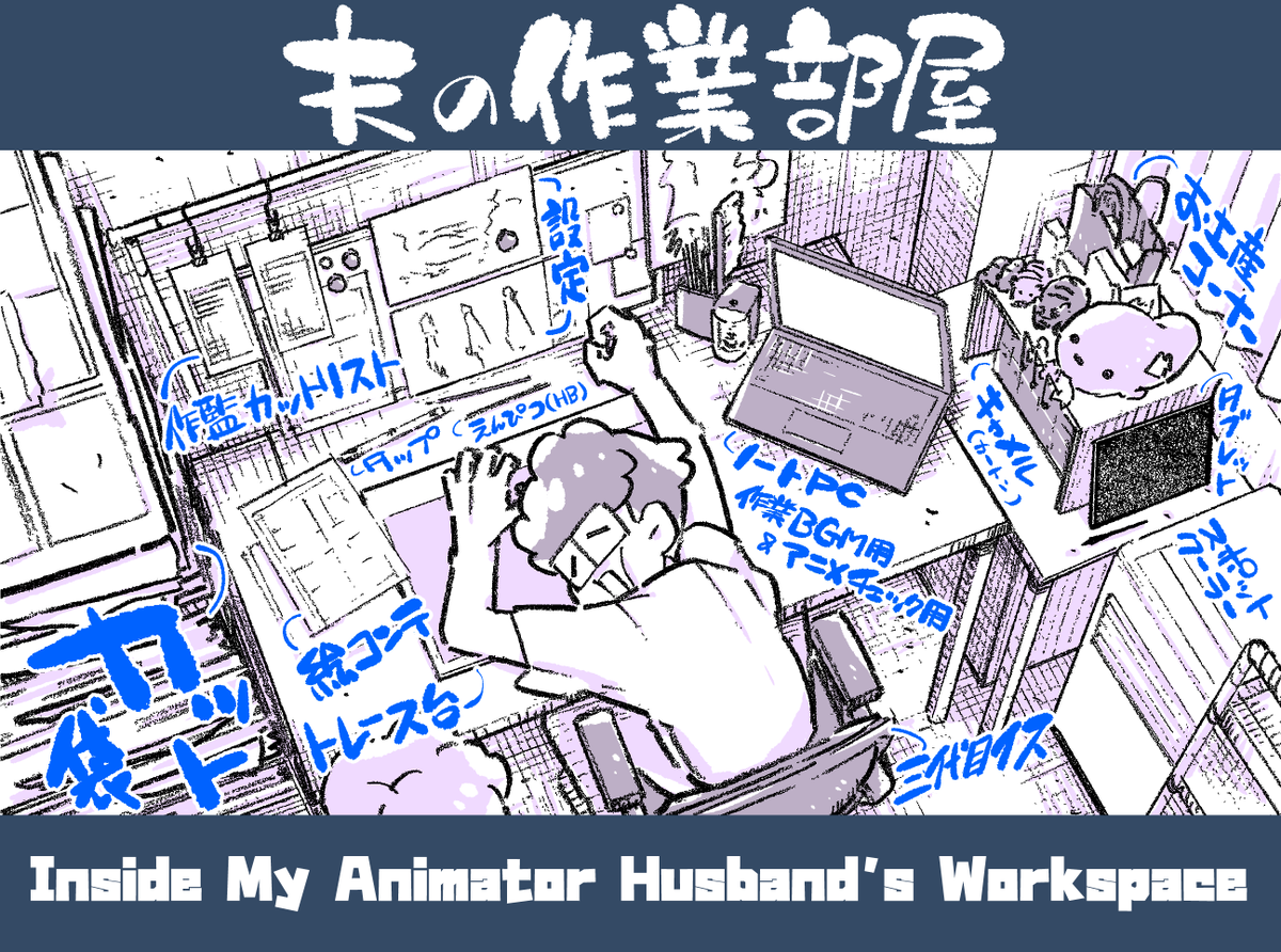mihara_yuuma's tweet photo. タッペイの作業部屋。

自宅で仕事している他のアニメーターさんの机周りも気になる。 https://t.co/lczbtXmXfG