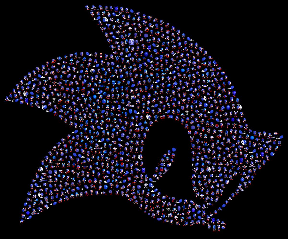 GohBilly1's tweet photo. Zoom and see, a collage with over 1,000 (!) Sonic the Hedgehog sprites from Sonic 1, 2, 3, CD, and Mania!  This is the largest collage I've done to date. https://t.co/NcxCg0C1it