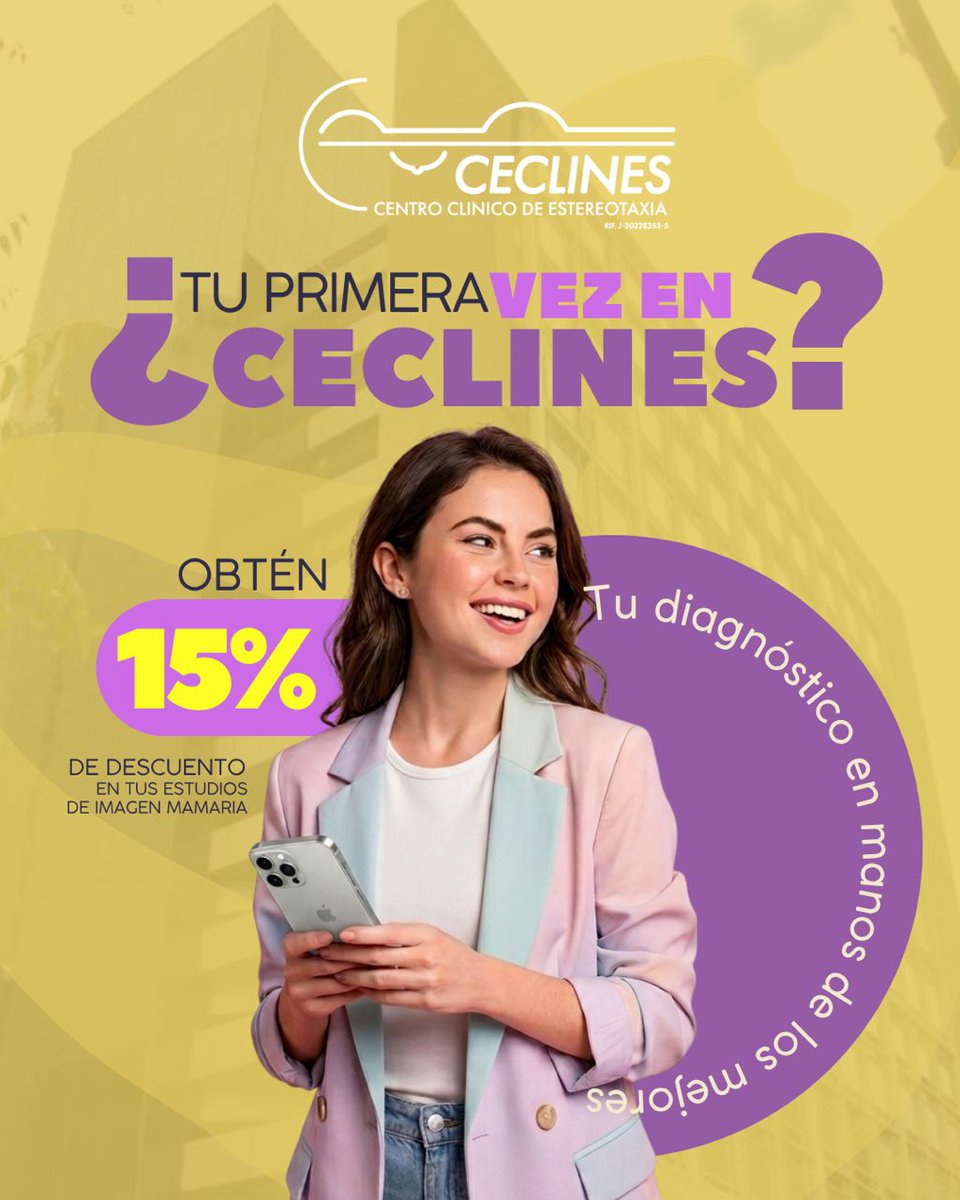 ceclines's tweet photo. #Promo
​¡Bienvenida a CECLINES!
Si es tu primera vez con nosotros, disfruta de un 15%  de descuento en :
• Ultrasonido mamario
• Tomosíntesis 3D
• Mamografía digital
​No lo dejes para después.
 Ponle fecha 🗓 a tu evaluación anual y obtén este beneficio especial 
Te esperamos https://t.co/rGGaAz3zY0