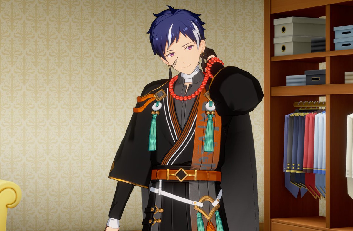 parumin_es's tweet photo. 交換したった！
ん、どうした、首痛いか？
包帯巻いてるもんな

じつはこの衣装まったく初めてなんだ〜✨
このイベの最中、まさか弓弦をあんライで連れ回す日が来ると思わなかったよ https://t.co/fRModgkehU